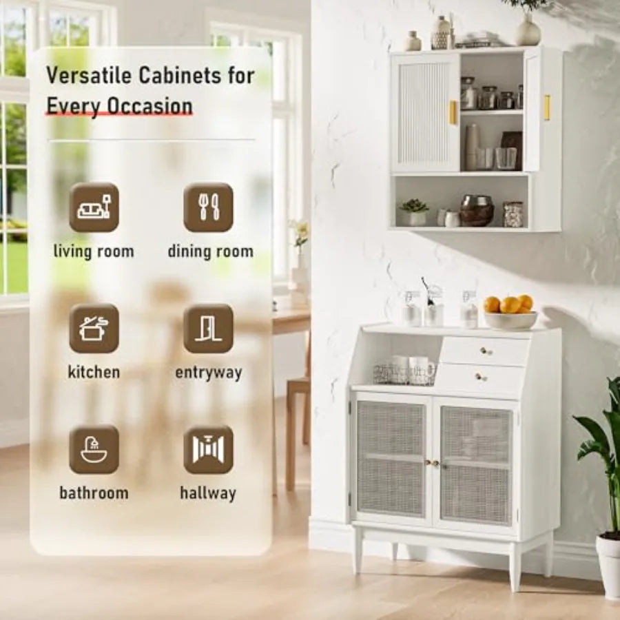 Bathroom Wall Cabinet Wall-Mounted Medicine Cabinet with Adjustable Wood Shelf Doors Floating Bathroom Cabinet Over Toilet for