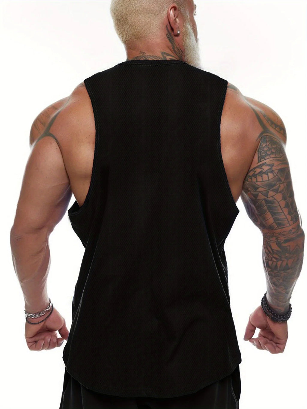 PUNTA CANA - Men's sleeveless tunic from the Dominican Republic - Brownish-brown geometric design