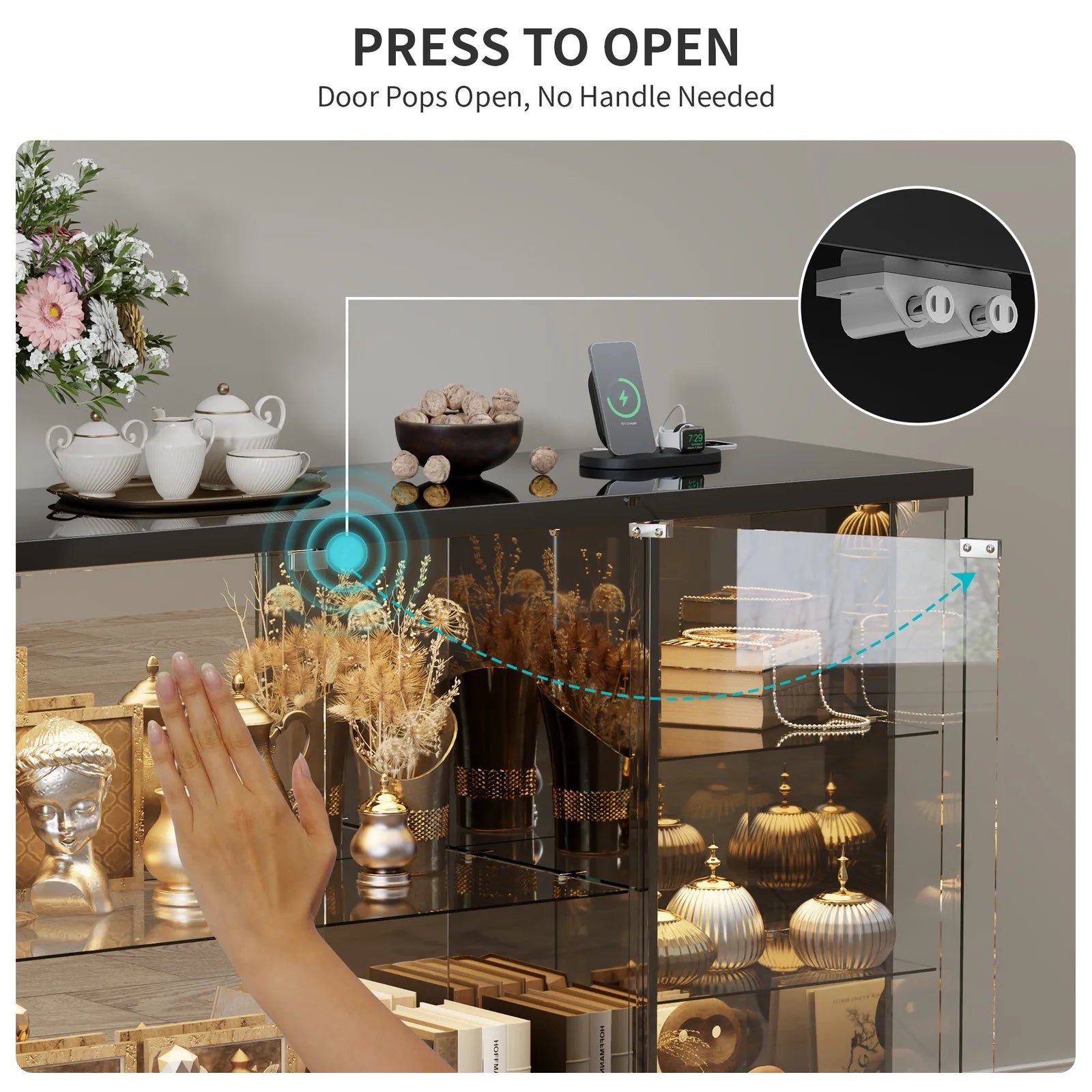 Glass Display Cases with Human Sensor and 3 Color Lights for Collectibles