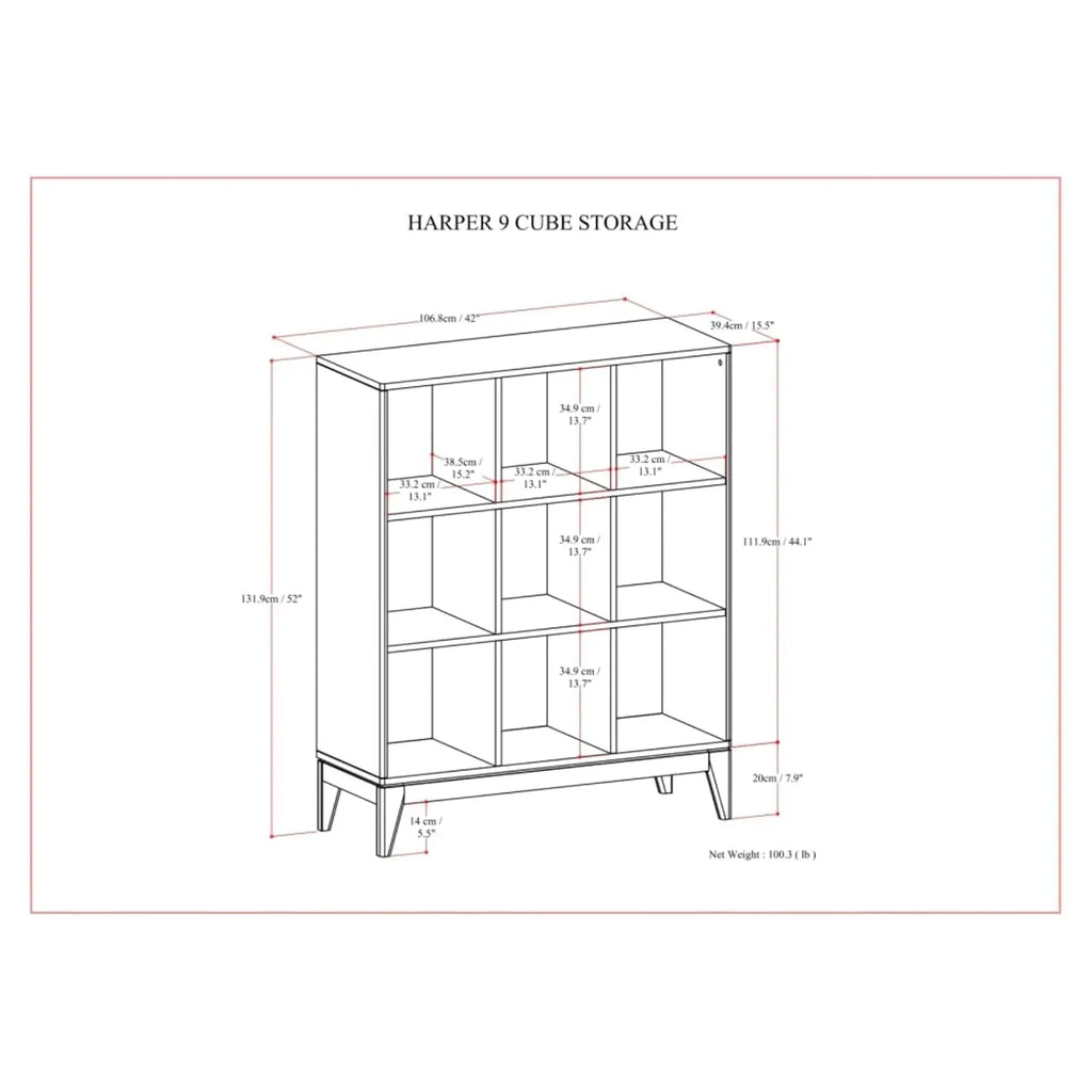 Multipurpose Display Organizer Cabinet with Slightly Tapered Legs, 9-Cube Open Storage Compartments for Living, Customized