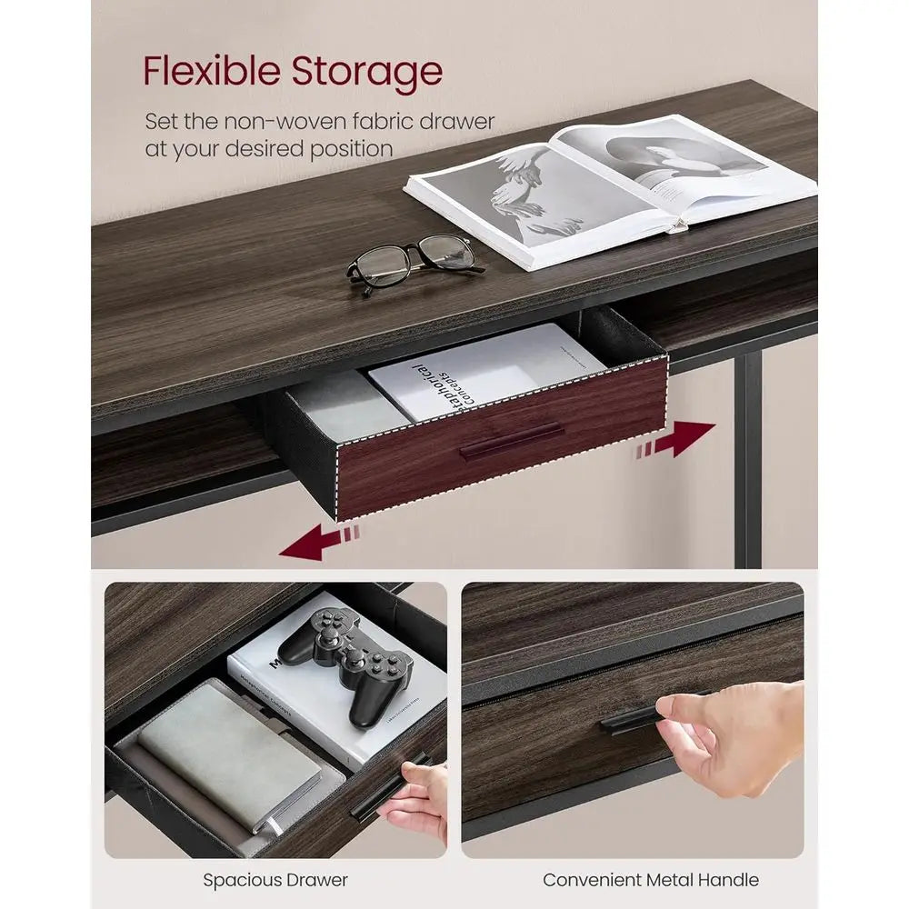 Ash Brown 47.2 High Top Bar Table with Power Outlets and Storage